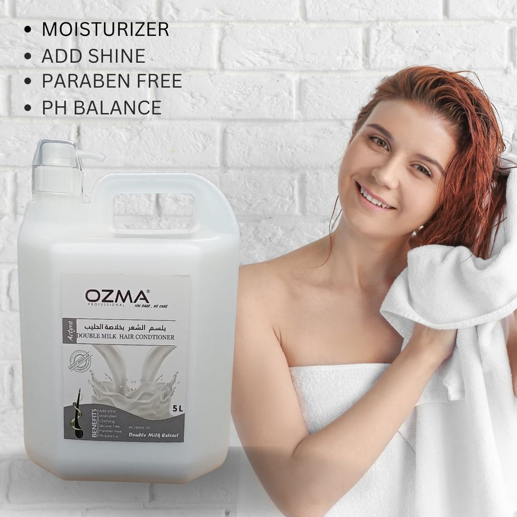 OZMA Moisturizing  Hair  Shampoo .Improved Formula  | Cleansing And Energizing | For ALL Hair Types .Double Milk  Extract  5L