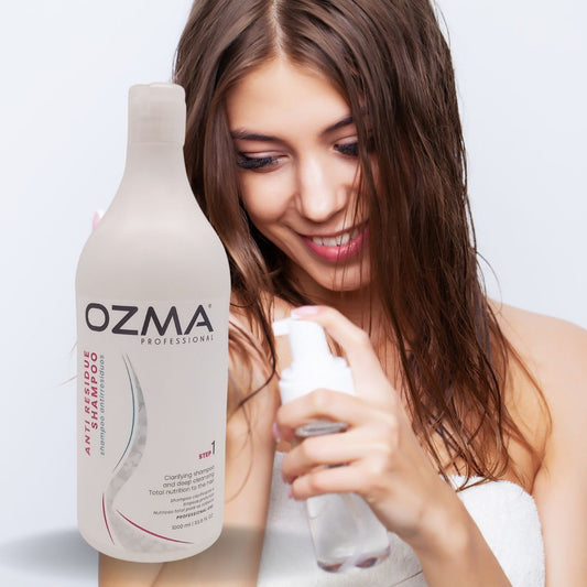 Ozma CRYSTAL hair Taming Brazilian keratin System  علاج تنعيم الكيراتين طقم علاج الكيراتين البرازيلي Hair Straightening Natural Ingredients 1000 ML . STEP 1
