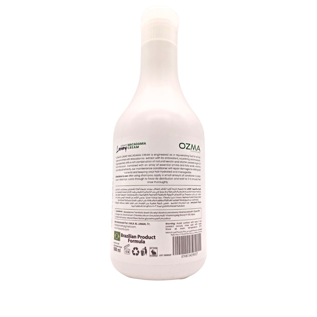 OZMA luxury Macadamia After Keratin And Protein Balancing Maintenance   Balancing Conditioner  For  Treated and damage &Oily & Color Hair Daily Use After Shampoo Conditioning Deep Cleanser Organic & Natural Conditioner . Macadamia 500 Ml