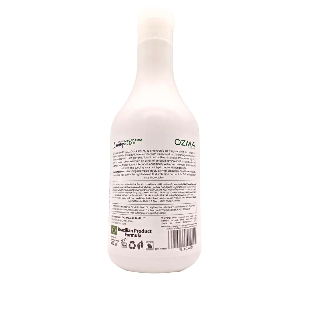 OZMA luxury Macadamia After Keratin And Protein Balancing Maintenance   Balancing Conditioner  For  Treated and damage &Oily & Color Hair Daily Use After Shampoo Conditioning Deep Cleanser Organic & Natural Conditioner . Macadamia 500 Ml