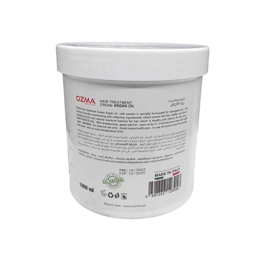 OZMA ACTYVA  Argan Nutritious Moisturizing Repair Hair Treatment Cream Enriched with Keratin  1000ML
