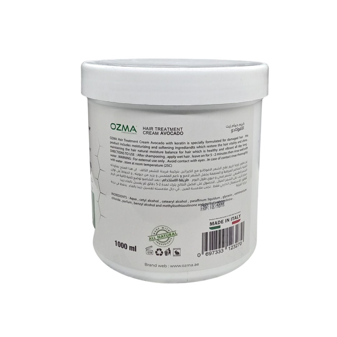 OZMA ACTYVA Avocado Nutritious Moisturizing Repair Hair Treatment Cream Enriched with Keratin  1000ML