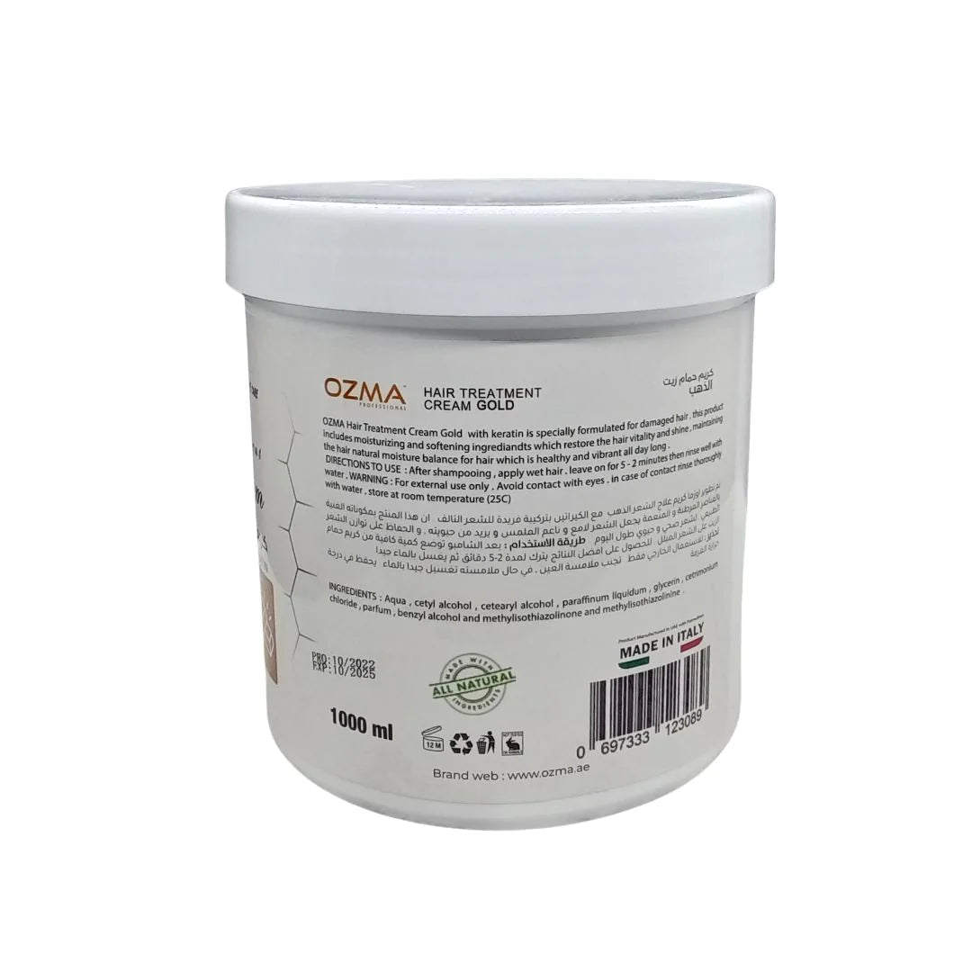 OZMA ACTYVA Gold  Nutritious Moisturizing Repair Hair Treatment Cream Enriched with Keratin  1000ML