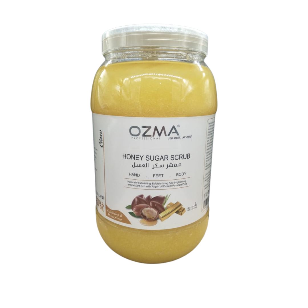 أوزما كلافو مقشر السكر والعسل الناعم  بخلاصة الأرغان والذهب للحصول على بشرة متألقة ولامعة 5 كجم