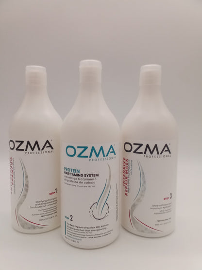 Ozma Protein hair Taming Brazilian System  علاج تنعيم البروتين طقم علاج البروتين البرازيلي Hair Straightening Natural Ingredients 1000 ML. STEP 2