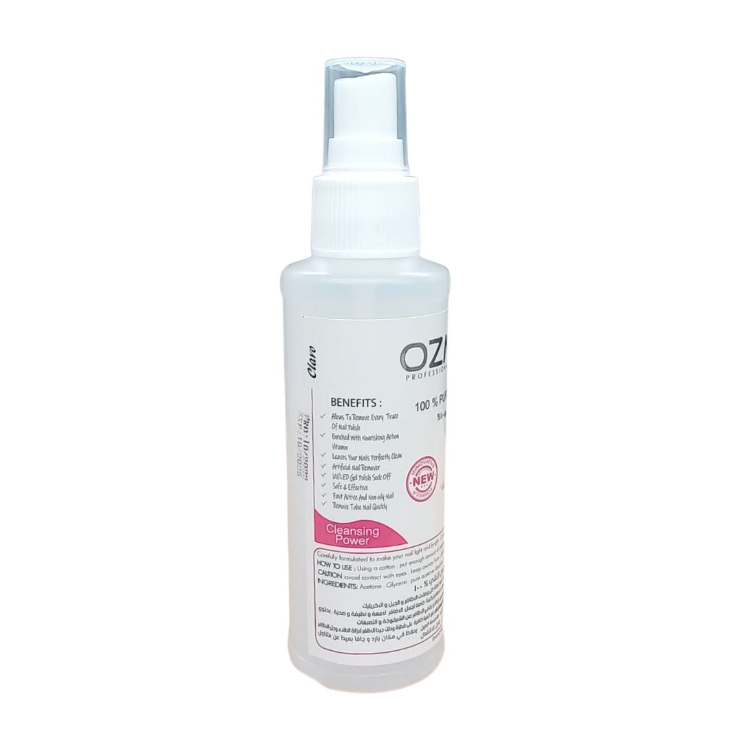 Ozma Clavo 100% Pure Acetone | Professional Quick Conditioning & Nourishing Nail Polish Remover | Removes Artificial Nails, 125 Ml.