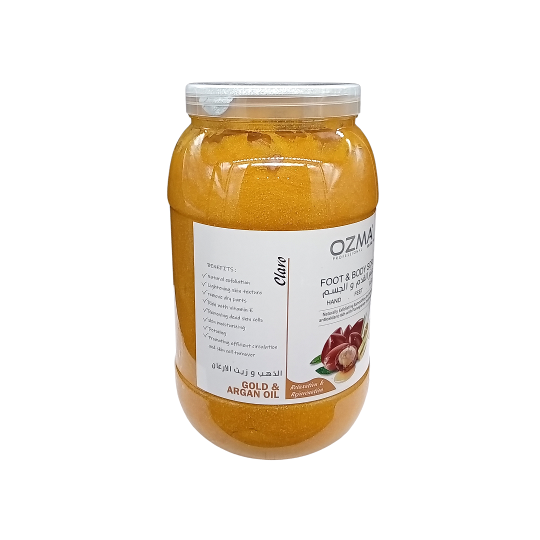 OZMA Clavo Argan and Gold  Effective Moisturizer  Body Scrub for Feet and Body, With Pro-Vitamin B5  Eliminate dead skin cells . 5 KG