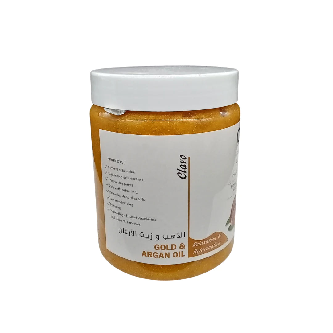 OZMA Clavo Argan and Gold  Effective Moisturizer  Body Scrub for Feet and Body, With Pro-Vitamin B5  Eliminate dead skin cells . 1100 G