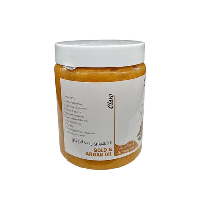 OZMA Clavo Argan and Gold  Effective Moisturizer  Body Scrub for Feet and Body, With Pro-Vitamin B5  Eliminate dead skin cells . 1100 G