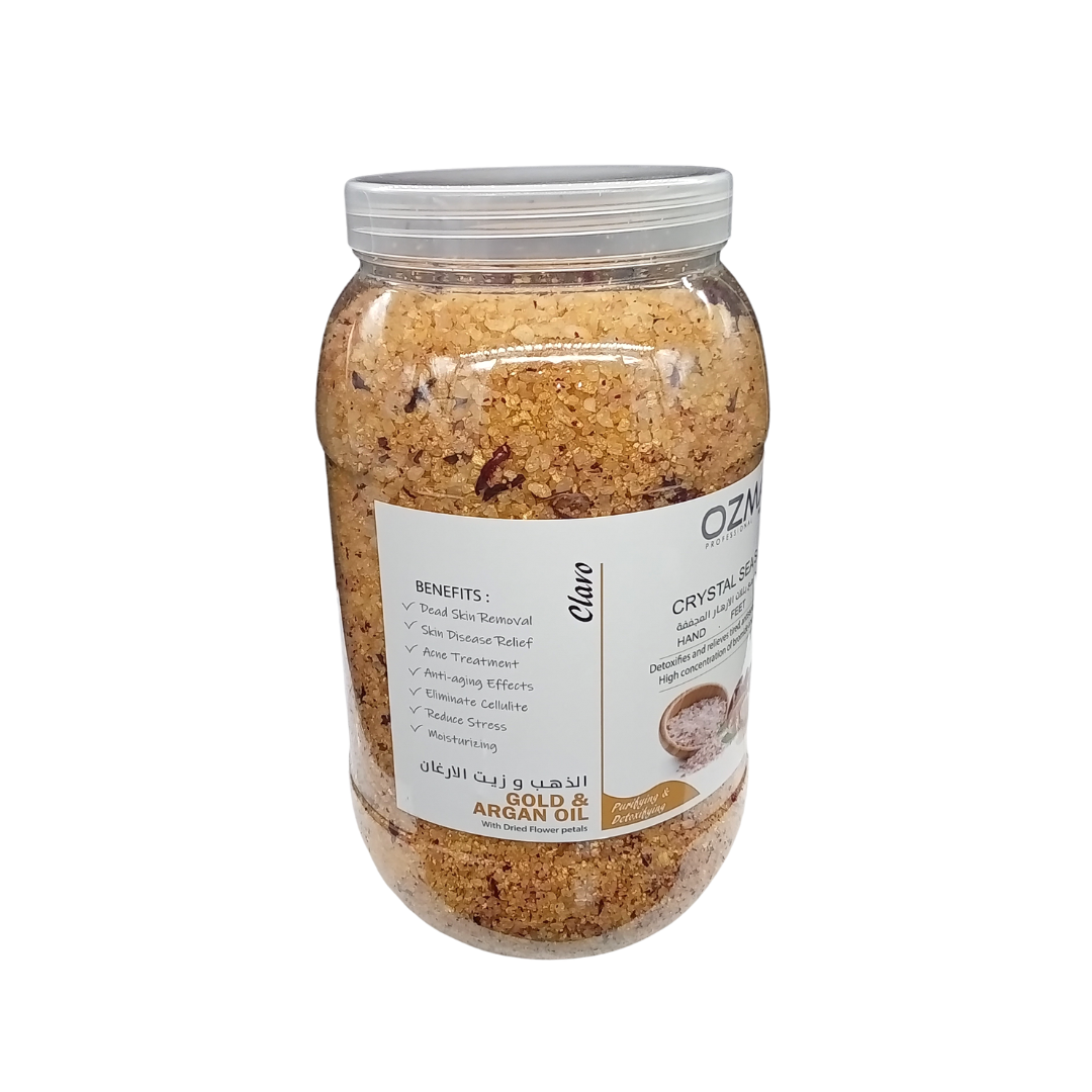 OZMA Clavo Crystal Sea Salt, Argan and Gold, Organic Skin Exfoliating Moisturizing Whitening Body Salt 5kg