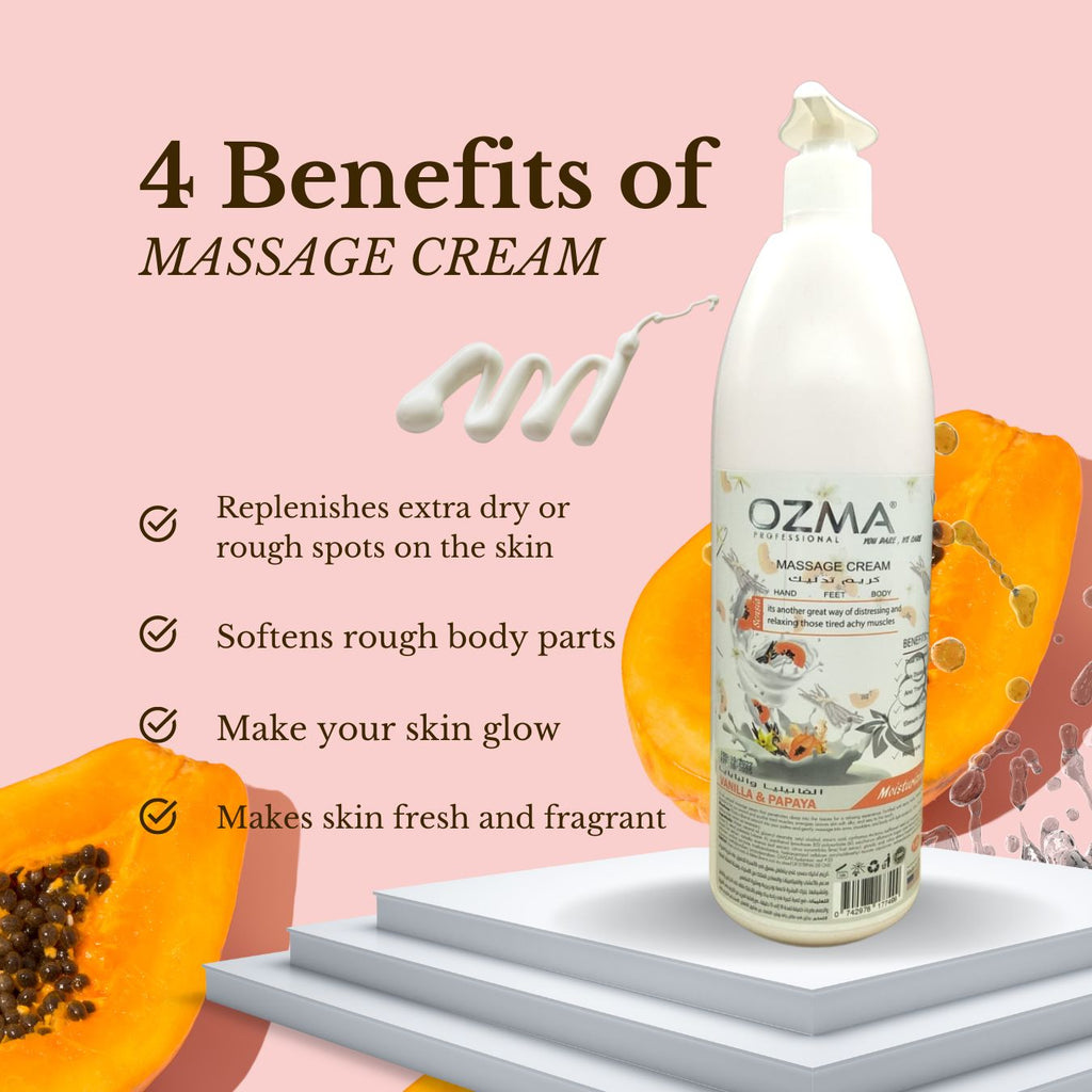 OZMA Clavo  Professional Naturals Body and Face Massage Cream Vanilla &  Papaya  Fruit 1 L
