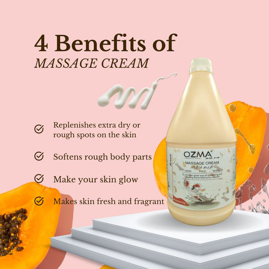 OZMA Clavo  Professional Naturals Body and Face Massage Cream Vanilla &  Papaya  Fruit 3.78L