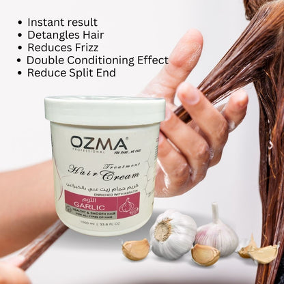 OZMA ACTYVA Garlic Nutritious Moisturizing Repair Hair Treatment Cream Enriched with Keratin  1000ML