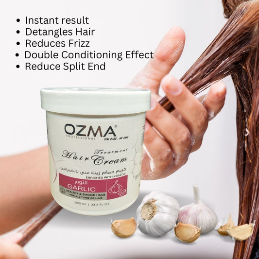 OZMA ACTYVA Garlic Nutritious Moisturizing Repair Hair Treatment Cream Enriched with Keratin  1000ML