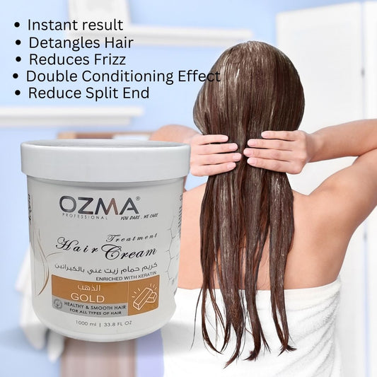 OZMA ACTYVA Gold  Nutritious Moisturizing Repair Hair Treatment Cream Enriched with Keratin  1000ML