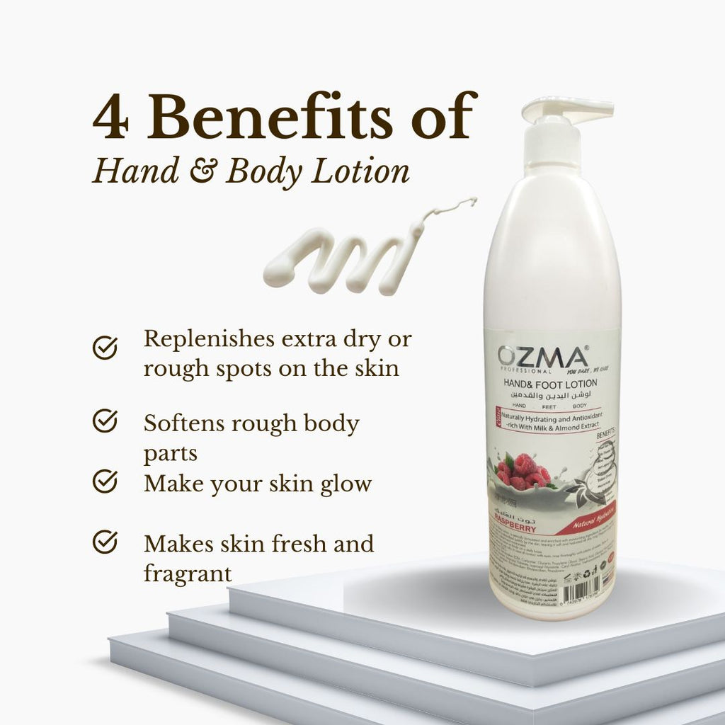 OZMA Clavo Raspberry Body Lotion,Naturally Hydrating, Hand And Feet Brightening-Soothing Moisturizer For Men & Women With Vitamin C Extract 1 L