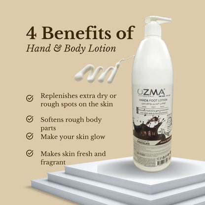 OZMA Clavo Chocolate  Body Lotion,Naturally Hydrating, Hand And Feet Brightening-Soothing Moisturizer For Men & Women With Vitamin C Extract 1 L