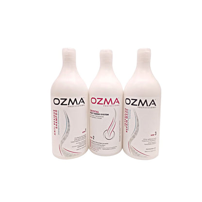 Ozma CRYSTAL hair Taming Brazilian  keratin  System  علاج تنعيم الكيراتين طقم علاج الكيراتين البرازيلي Hair Straightening Natural Ingredients kit 1000 ML*3