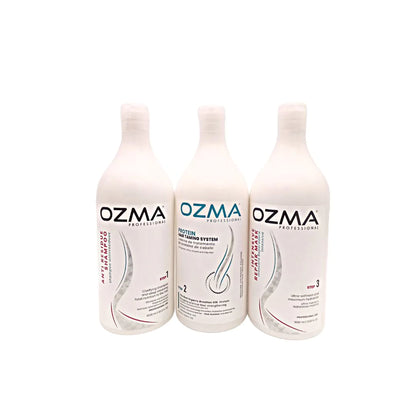 Ozma Protein  hair Taming Brazilian System  علاج تنعيم البروتين طقم علاج البروتين البرازيلي Hair Straightening Natural Ingredients kit 1000 ML*3