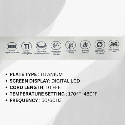 OZMA Professional Hair Straightener For Women&Men Quick Heat Up Technology & Minimized Damage with Wide Tourmaline TITANIUM Heating, Extra Long Plates | Heat Settings Up to 250°C /480°F, Auto Shut Off,  Fuss-Free Flat Iron with slim plates slim Type.