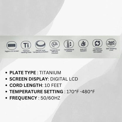 OZMA Protect Professional Hair Straightener | Quick Heat Up  TITANIUM Heating, Extra Long Plates | Heat Settings Up to 250°C /480°F, Auto Shut Off,   Flat Iron With Easy Lock System  Plates WIDE  Type
