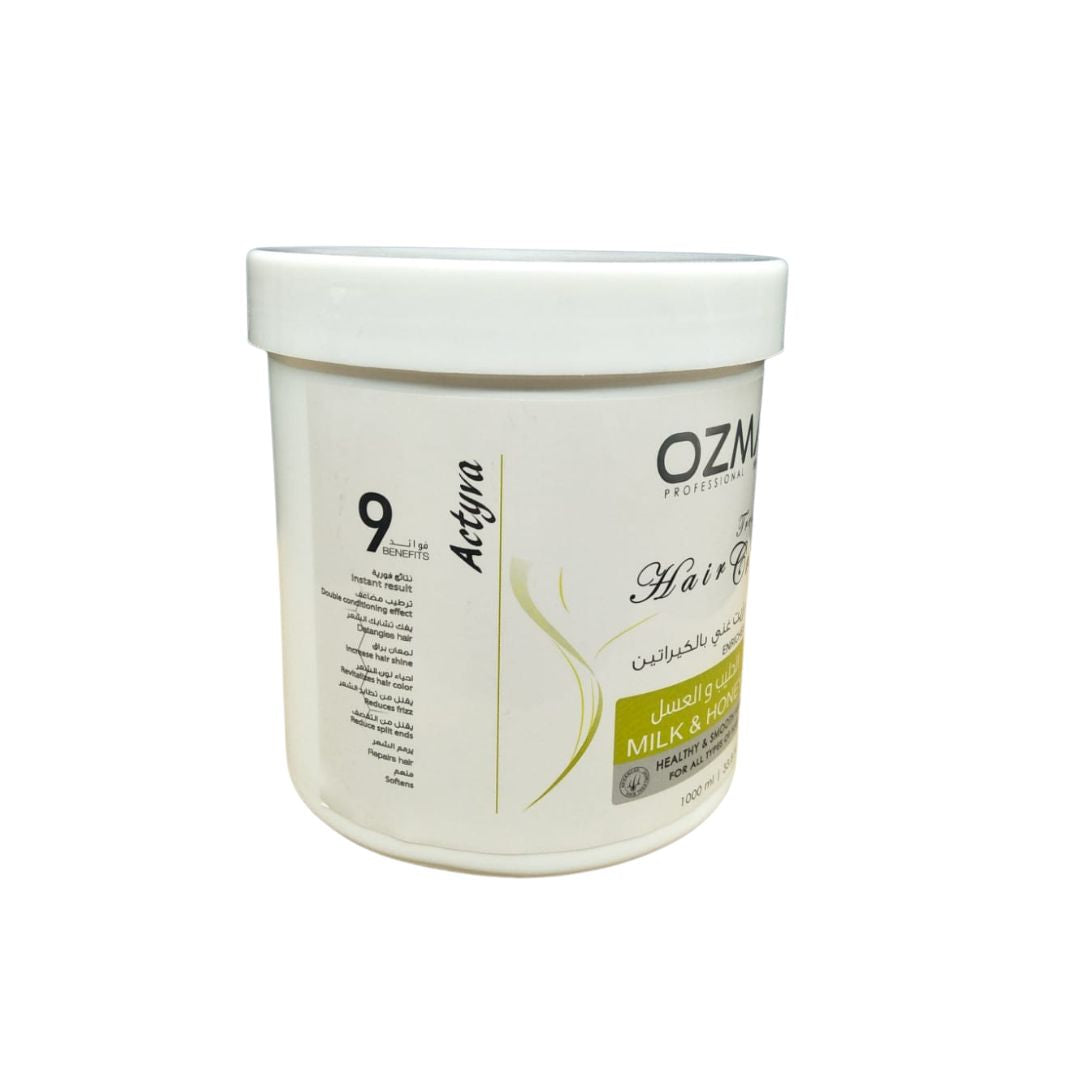 OZMA ACTYVA Milk & Honey Nutritious Moisturizing Repair Hair Treatment Cream Enriched with Keratin  1000ML