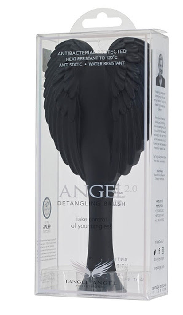 TANGLE ANGEL PROFESSIONAL 2.0 SOFT TOUCH HAIR BRUSH - BLACK / GREY BRISTLES