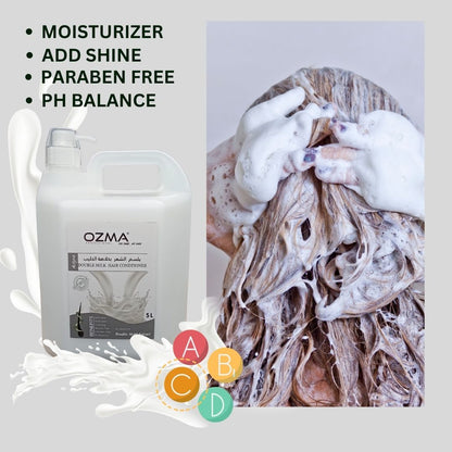 OZMA Moisturizing  Hair  Shampoo .Improved Formula  | Cleansing And Energizing | For ALL Hair Types .Double Milk  Extract  5L