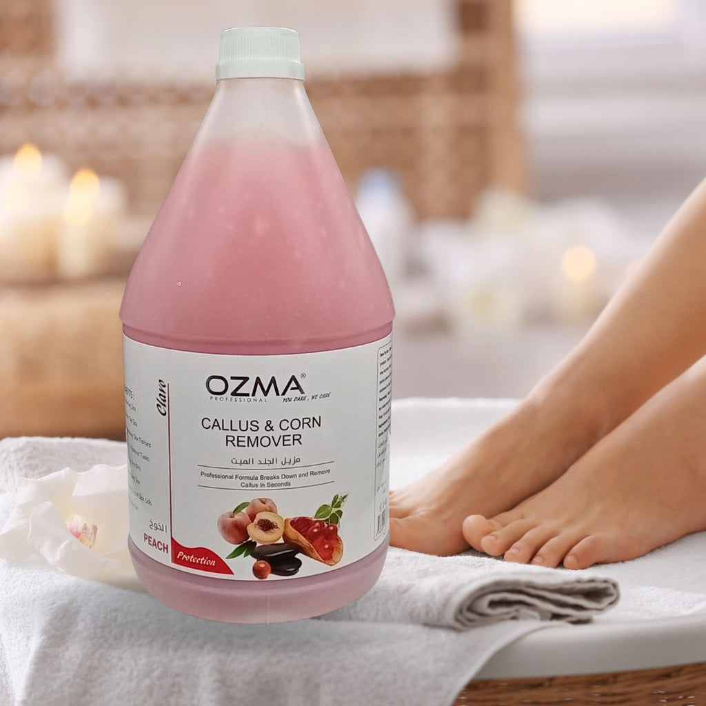 OZMA Clavo Callus & Corn Remover Foot Soaking Liquid Gel Foot Spa Treatment, Peach  .3.78 L