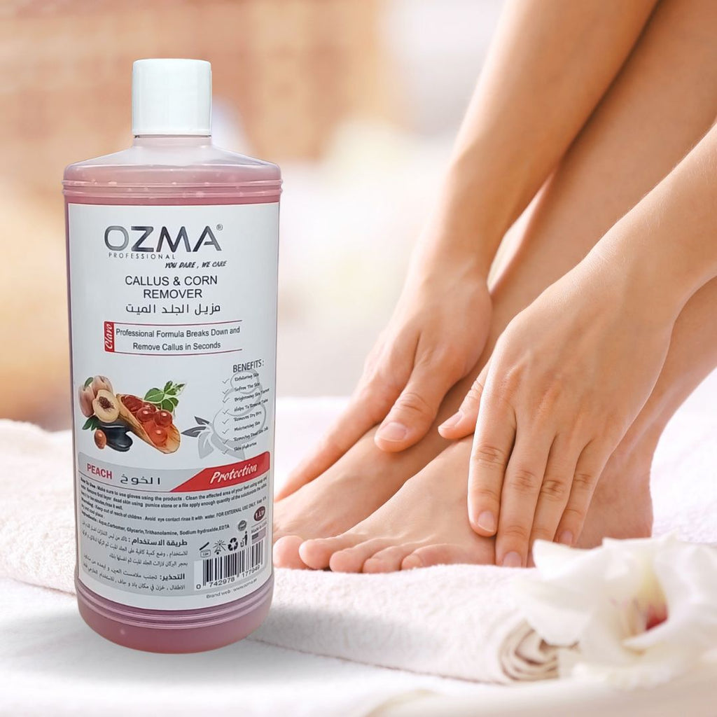 OZMA Clavo Callus & Corn Remover Foot Soaking Liquid Gel Foot Spa Treatment, Peach  .1000ml