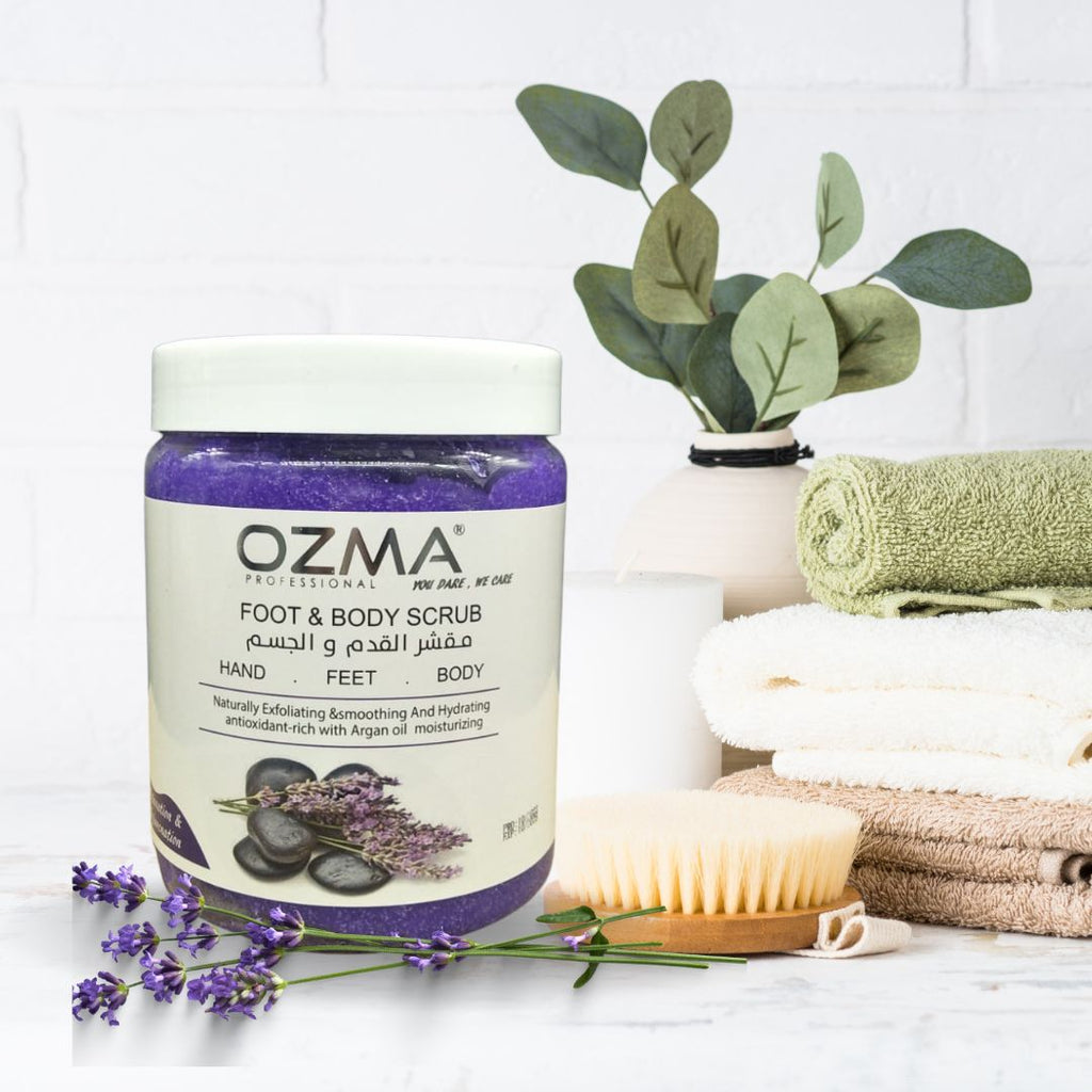 OZMA Clavo Lavender  Effective Moisturizer  Body Scrub for Feet and Body, With Pro-Vitamin B5  Eliminate dead skin cells .1100 G