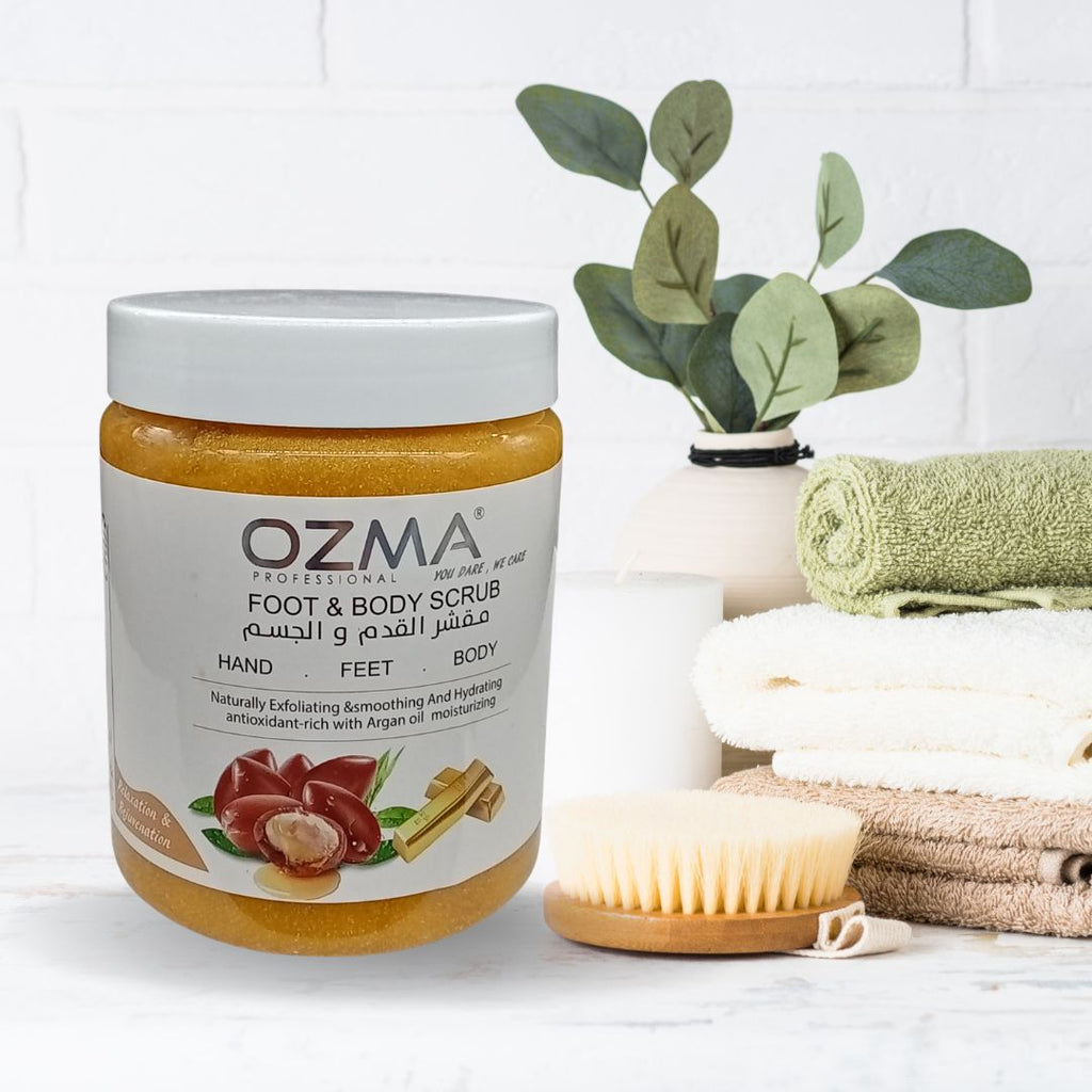 OZMA Clavo Argan and Gold  Effective Moisturizer  Body Scrub for Feet and Body, With Pro-Vitamin B5  Eliminate dead skin cells . 1100 G