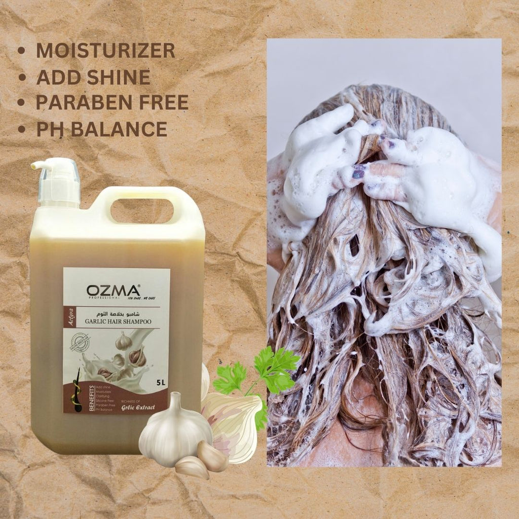 OZMA Moisturizing  Hair  Shampoo .Improved Formula  | Cleansing And Energizing | For ALL Hair Types .Garlic Extract  5L