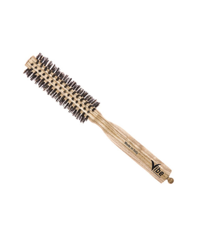 Triangolo Wildboar Hair Brush-Ash Wooden Handle With Section Divider D-30Mm (1401)                          فرشاة شعر أسطوانية التصميم أسود / بيج 1401