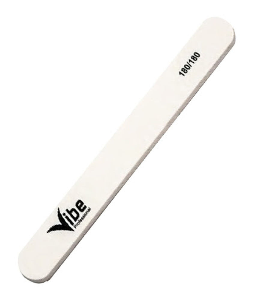 VB PROFESSIONAL NAIL FILE STRAIGHT WOODEN WHITE FOR NATURAL/ EXTENSION NAILS #180/180