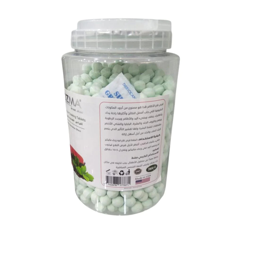 OZMA Clavo Mani Soaking Tablets, Papaya & Green Tea , Replenishes Moisture and Soothes Skin, Giving Calming Effect, Fresh and Clean Nails 2800 G