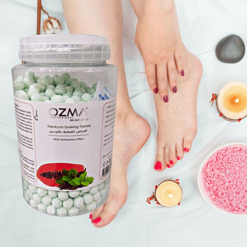 OZMA Clavo Mani Soaking Tablets, Papaya & Green Tea , Replenishes Moisture and Soothes Skin, Giving Calming Effect, Fresh and Clean Nails 2800 G