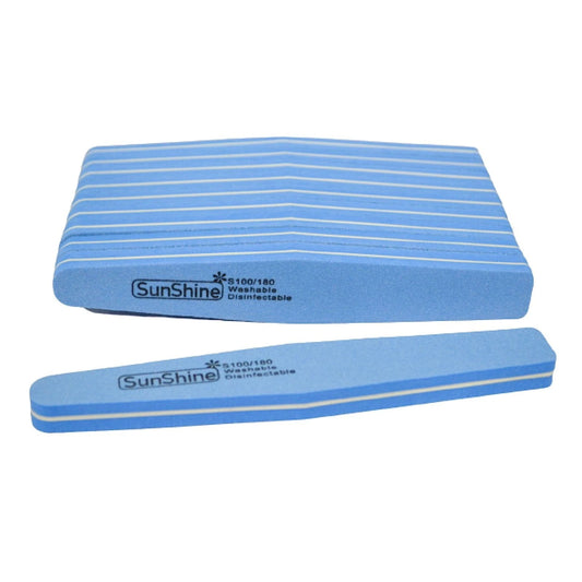Globalstar Sunshine Washable Double Sided Diamond Nail Buffer 100/180 Grit 10pcs Blue