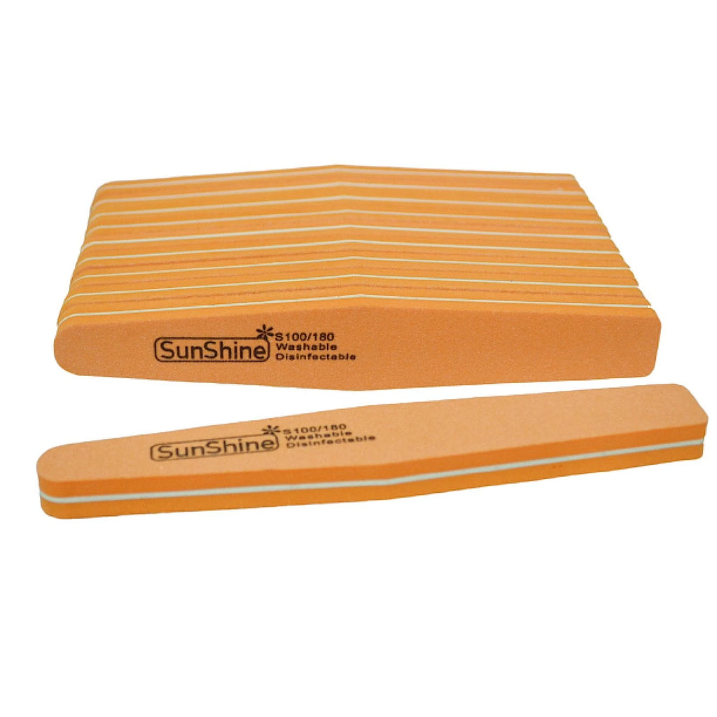 Globalstar Sunshine Washable Double Sided Diamond Nail Buffer 100/180 Grit 10pcs Orange